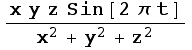 (x y z Sin[2π t])/(x^2 + y^2 + z^2)