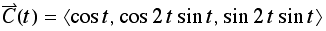 Overscript[C, ⇀](t) = 〈cos t, cos 2t sin t, sin 2t sin t〉