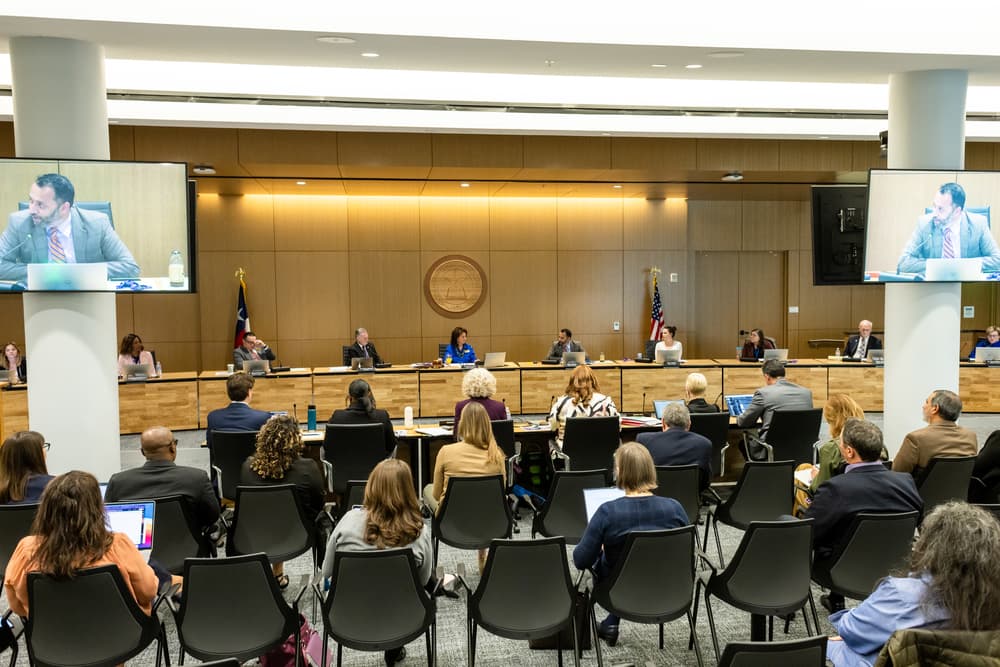 ACC Board of Trustees in new board room at ACC Highland Campus