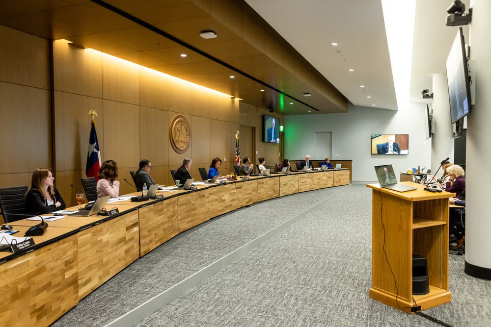 ACC Board of Trustees in new board room at ACC Highland Campus