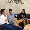 Students gather on couch at Round Rock Campus